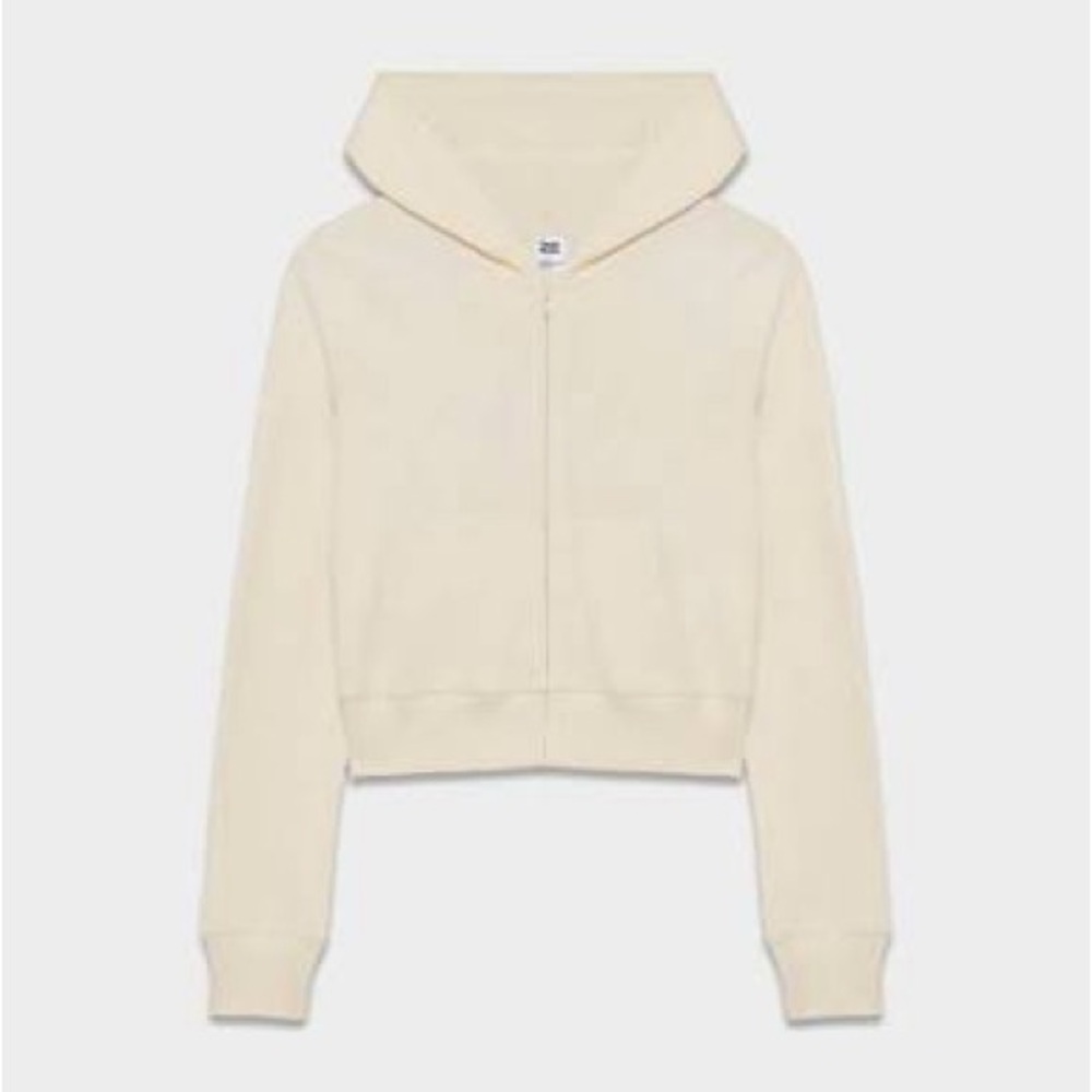 Aritzia Tna Cream Waffle Knit Zip Hoodie – Loungewear, Cropped Fit, Cozy Neutral